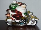 Christopher Radko Holiday Express Santa On A Motorcycle Cookie Candy Jar 2006