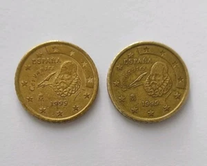 X2 DOS MONEDAS DE 50 CENTIMOS 1999 CERVANTES ESPAÑA – EXCELENTE ESTADO - Bild 1 von 3