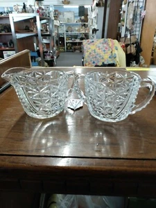 Vintage Clear Glass Sugar And Creamer Set No Lid Eg - Picture 1 of 7