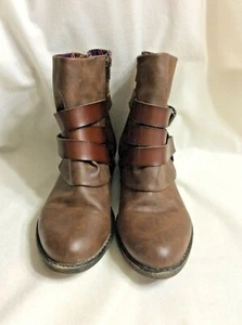 Botas para mujer Blowfish Malibú forradas occidentales talla 9 marrones con hebillas con cremallera al tobillo - Imagen 1 de 12