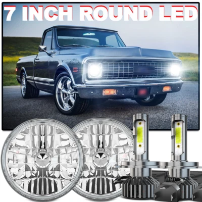For Chevy C10 C20 C30 K10 G20 7" Inch Round LED Headlight Hi-Lo Beam Bulb - Image 1 of 4