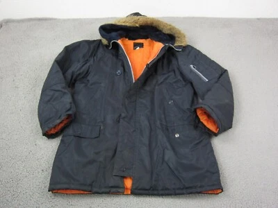Vintage Military Parka Jacket Mens Large 42 Blue N3-B Anorak Snorkel Fur Zip 1A - Image 1 of 4