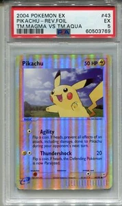 Pokemon Ex Team Magma Vs Team Aqua #43 Pikachu Reverse Foil PSA 5 - Foto 1 di 2