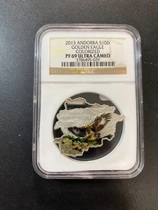 2013 PROOF ANDORRA GOLDEN EAGLE NGC PR-69 DCAM - COLORIZED - CERTIFIED SLAB -10D - Picture 1 of 2