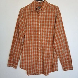 Camisa a Cuadros Saddlebred Fácil Cuidado Abotonada Marrón Óxido Para Hombre Mediana - Imagen 1 de 5