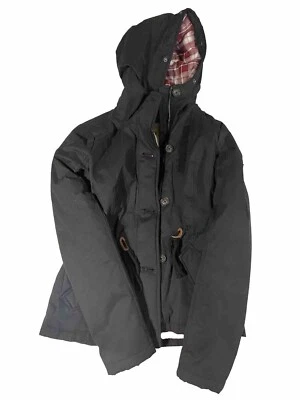 Hollister Winter Coat Black With Red Plaid Lining Size Girls Extra Small - Image 1 of 4