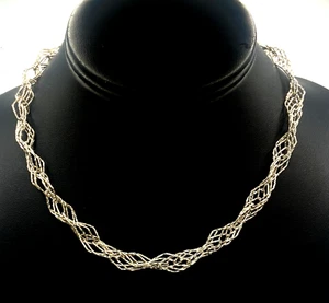 Collana catena piatta ritorta Milor Italy argento / 950 chocker lunga 16'' - Foto 1 di 9