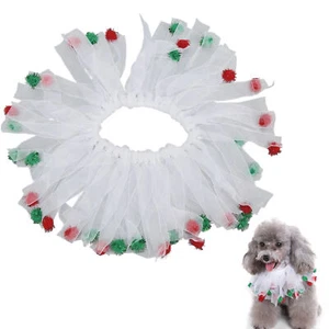 (M)Pet Christmas Collar Comfortable Elastic Pet Christmas Pom Pom Collar - Picture 1 of 24