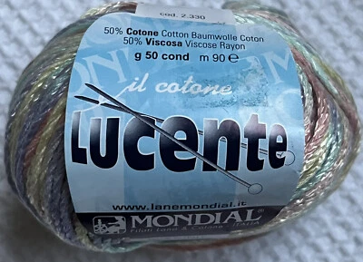 Mondial LUCENTE Yarn #261, Purple Pink Yellow Green, - Image 1 of 4