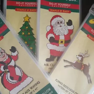 Arte de patio Patrones de Navidad Árbol Santa Señora Claus Reno Madera Trabajo DE COLECCIÓN - Imagen 1 de 11