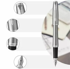 Parker Urban Series Steel Color Silver Clip Fine 0.5mm Nib Fountain Pen - Picture 1 of 6