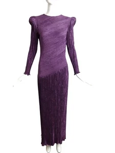 MARY MCFADDEN- 1980s Purple Plisse Gown, Size 8 - Picture 1 of 5