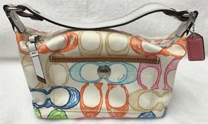 Coach Hamptons Weekend Scribble Top ��Borsa con manico con ricevuta �� - Foto 1 di 10