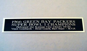 Targa Green Bay Packers Super Bowl I per una custodia maglia calcio 1,5" x 8" - Foto 1 di 12