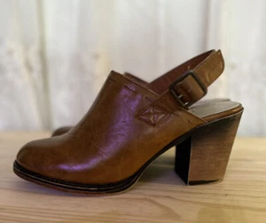 Pierre Dumas Womens Brown Clogs Mules Boots Sz 9 Block Heel Buckle Strap - Picture 1 of 12