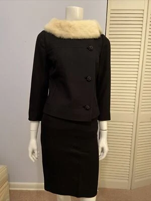 Traje Falda Vintage Jack Bloom House Of Nine California Cuello Piel Negro XS USADO EN EXCELENTE ESTADO Foto 1 de 4