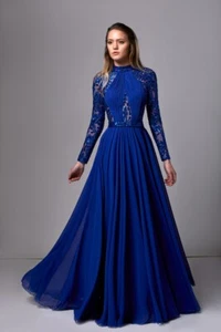 NWT Edward Arsouni Sequin-Sleeve Muslin Gown Size US 8 - Picture 1 of 2
