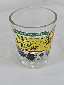 MASSACHUSETTS State Map Mascot Bird Flag Shot Glass Souvenir - Picture 1 of 7