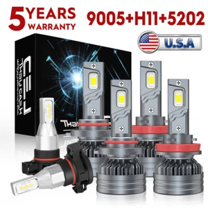 For GMC Sierra 1500 2500 3500 -Combo M9 LED Headlight Hi/Lo beam Fog Light Bulbs - Picture 1 of 14