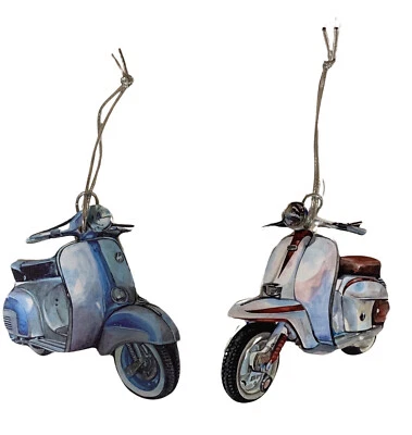 LARKRISE DESIGNS Scooter Christmas Tree Decorations - Set of 2 - Vespa Lambretta Scooter MS3/4-D