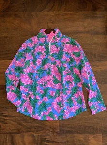 Lilly Pulitzer LARGE Half Zip SAFARI SUNSET SKIPPER POPOVER Pullover Neu mit Etikett - Bild 1 von 5