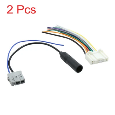 2 In 1 DC 12V Car Wire Harness Male Socket w FM Antenna Adapter Cable for Nissan Foto 1 de 4