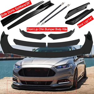 8PCS For Ford Fusion Black Front Bumper Lip Spoiler Splitter Side Skirts - Picture 1 of 17