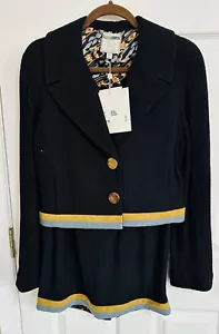 VERY RARE ST JOHN COUTURE SUIT BLACK W/ SUEDE TRIM -NWT SZ 8 - Picture 1 of 13