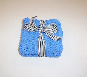 Juego de paño de crochet de mano azul país - Imagen 1 de 2