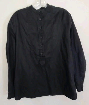 Camisa túnica popover manga larga 100 % lino negra Lauren Ralph Lauren talla 8 Foto 1 de 4