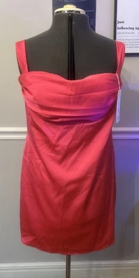 Satin Hot Pink Short Formal Homecoming Mini Cocktail Dress Size 14 - Image 1 of 3