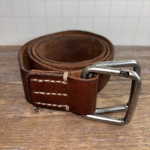 Vintage Timberland Brown Leather Belt 41.5” Double Ring D-Ring 1.5” Wide 1/16” - Picture 1 of 10