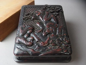 Antiques and calligraphy tools Old lacquer Kamakura carving Nikk carving Three m - Picture 1 of 10