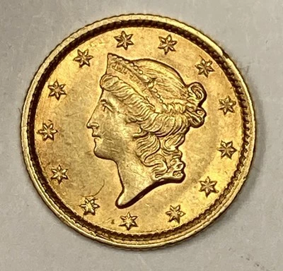 1854 Type 1 One Dollar Gold. 1.00. Almost Uncirculated. .04837oz AGW. - Image 1 of 3