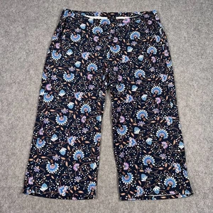 J. Jill Wearever Collection Damenhose schwarz Blumenmuster Stretch weites Bein Cropped 2X - Bild 1 von 6