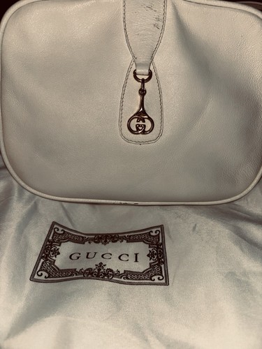 Autentica tracolla Gucci vintage anni 80 bianca con accenti oro con spedizione COA ???