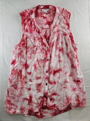 Camisa para mujer Wrangler talla grande rosa tie dye sin mangas dobladillo alto L Top Foto 1 de 4