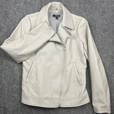 Ana Womens Faux Leather Jacket- Grey Size XS - Image 1 of 4