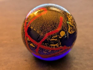 VTG GES 93 Glass Eye Studio Red Gold Blue Studio Collection Paperweight 1.75" - Picture 1 of 4