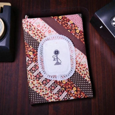Vintage Handmade Patchwork Fabric Address Book Cross Stitch Phone Cottagecore - Image 1 of 4