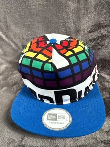 New Era Mens Hat Adjustable With Rainbow Grid & Blue Brim - Picture 1 of 4