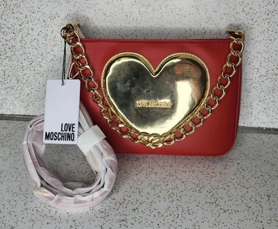 Love Moschino Red Heart Shoulder Crossbody Zipper Purse Red Gold New NWT - Image 1 of 4