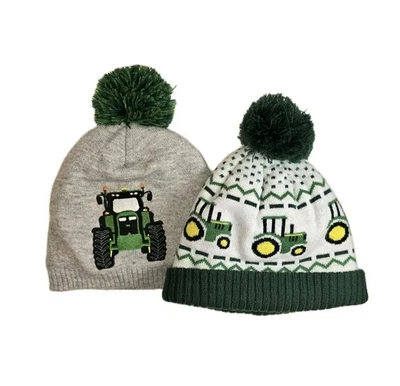 2 John Deere Tractor Niño Pequeño Invierno Gorro Sombrero Con Forro Sherpa Pom Pom Unisex Foto 1 de 4