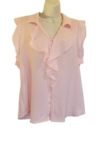 Karl Lagerfeld womens office core diva Pink Ruffle Sleeveless sz Large Blouse - Picture 1 of 4