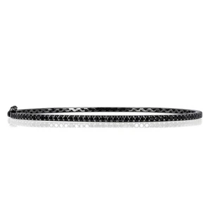 0.85ct Round Brilliant Cut Black Diamond Bangle Bracelet in 18K Black Gold - Picture 1 of 4