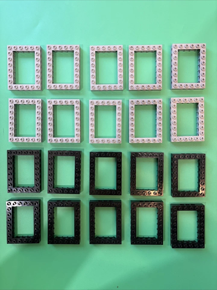 Lego Technic Brick 6x8 Open Center Light Bluish Gray Black Frame 32532 Lot Of 20 - Image 1 of 3