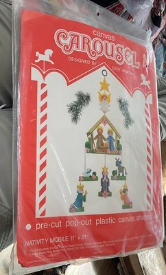 Canvas Carousel Nativity Mobile Kit , New Vintage 1983 - Image 1 of 4