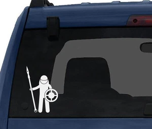 Medieval Stickman #8 - Lanzador de jabalina y escudo redondo - Calcomanía de vinilo para automóvil tableta - Imagen 1 de 2