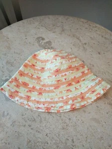 VTG Gymboree Girls WILDFLOWER FIELD Ribbon Bucket Hat Small Medium Yellow Orange - Picture 1 of 6