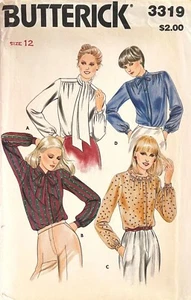 Camicetta Butterick Misses anni 70 modello 3319 taglia 12 NON TAGLIATA - Foto 1 di 2